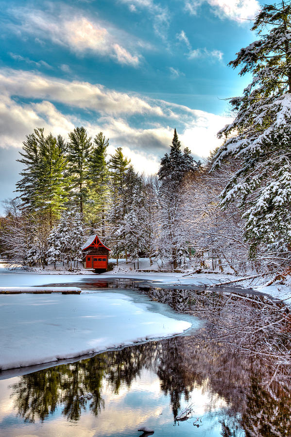 Early Winter at the Red Boathouse Photograph by David Patterson