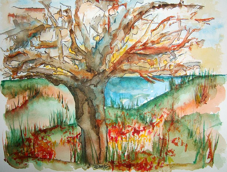 Nature Painting - Early Winter Tree by Elaine Duras