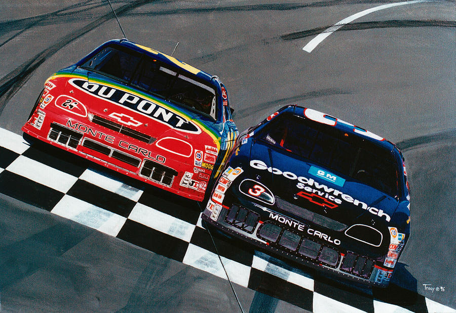 Jeff Gordon Painting - Earnhardt and Gordon by Robert Tracy