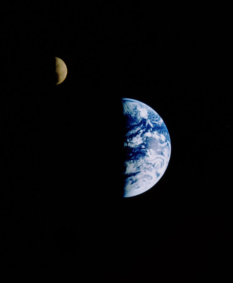 Earth & Moon Seen From The Galileo Probe Photograph by Nasa/science Photo Library