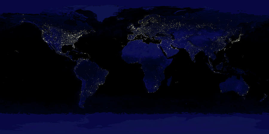 Earth At Night Photograph by Nasa/science Photo Library - Fine Art America