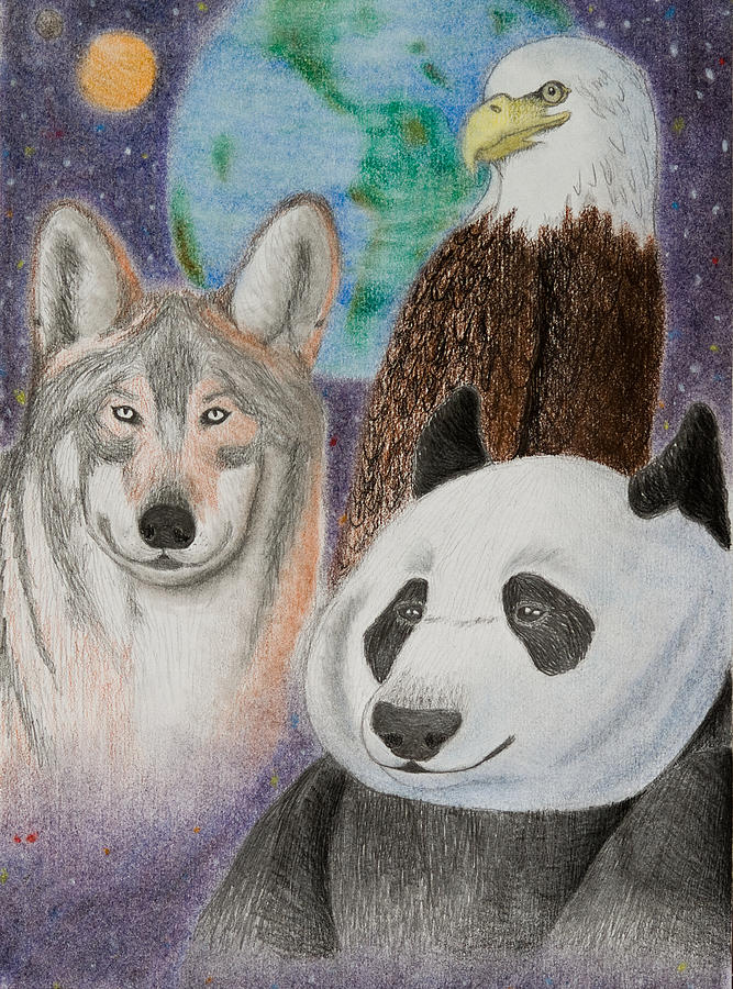 Wildlife Mixed Media - Earth Day by Jeanette K