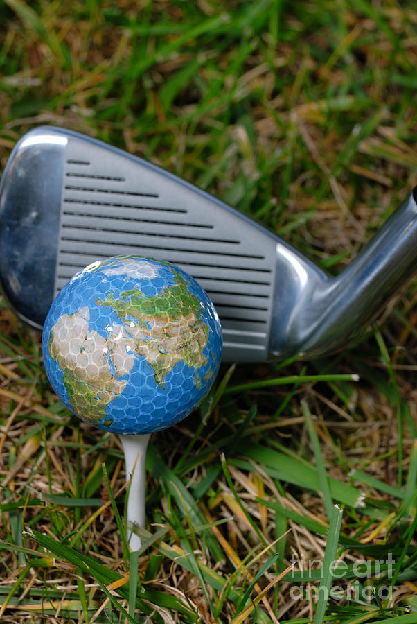 Golf Photograph - Earth Golf Ball and Golf Club by Amy Cicconi