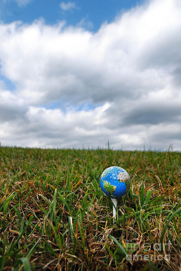 Golf Photograph - Earth Golf Ball on Tee by Amy Cicconi