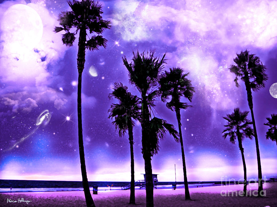 Earth 2 - a Purple World - at the Beach Mixed Media by Alicia Hollinger