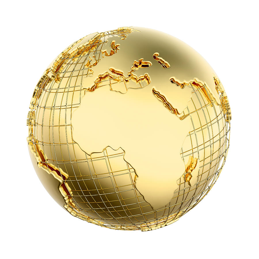 Abstract Photograph - Earth in Gold Metal isolated - Africa by Johan Swanepoel
