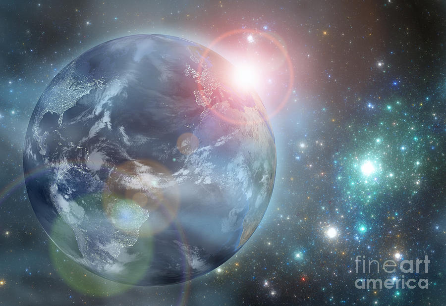 Space Digital Art - Earth in the space by Martin Capek