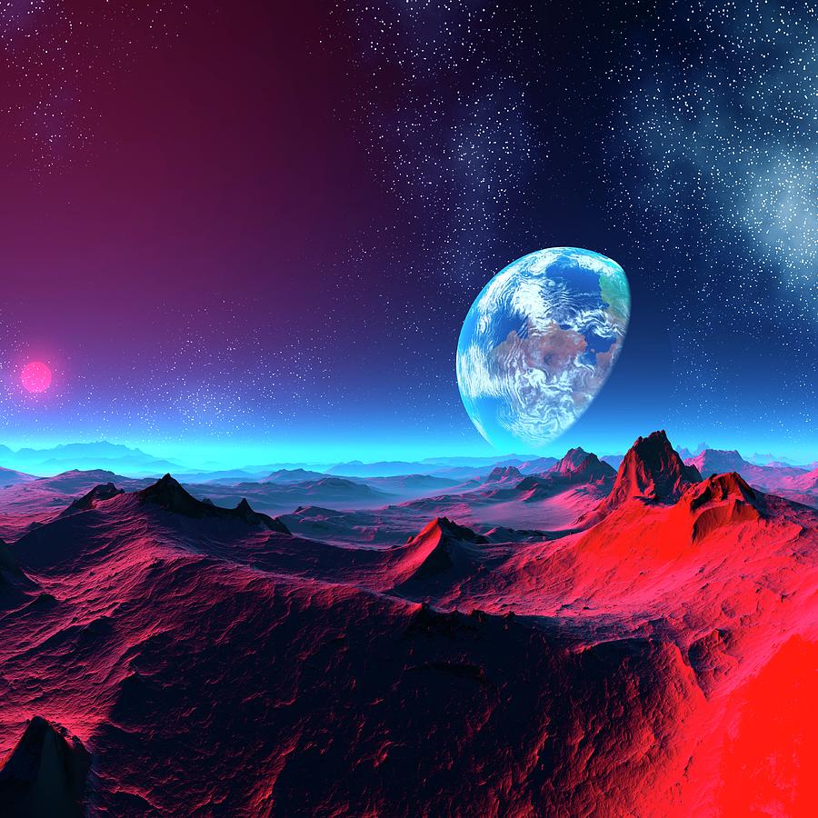 Earth-like Alien Planet, Artwork Digital Art by Mehau Kulyk