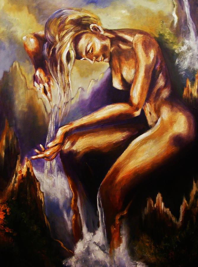 Earth Mother - Water Painting by Karen  Ferrand Carroll