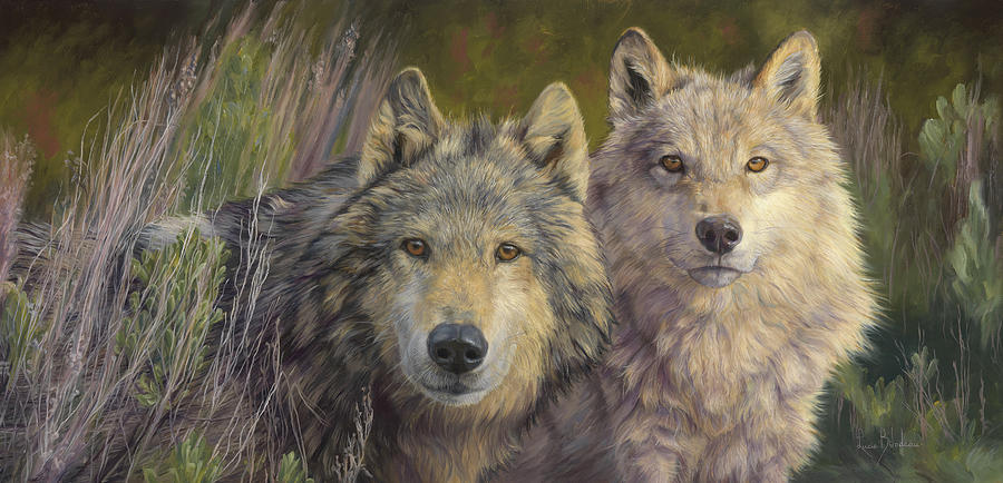 Wolf Painting - Earth Spirits by Lucie Bilodeau