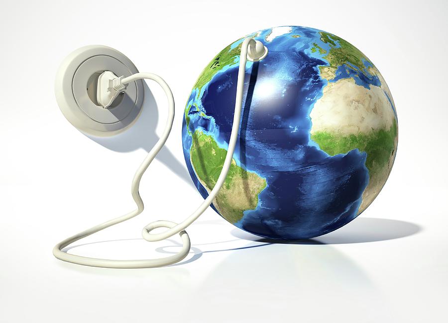Globe Photograph - Earth With An Electrical Socket by Leonello Calvetti