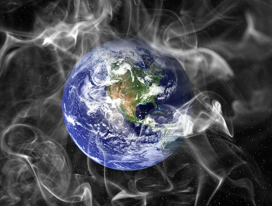Earth With Smoke Photograph by Victor De Schwanberg/science Photo Library