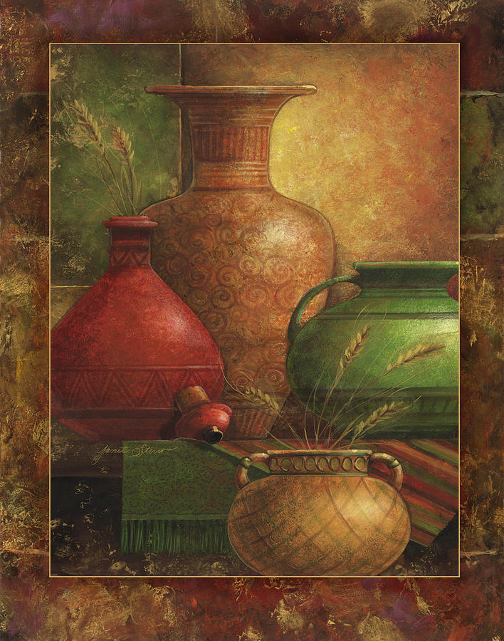 Santa Claus Painting - Earthen Vessels I by Janet Stever