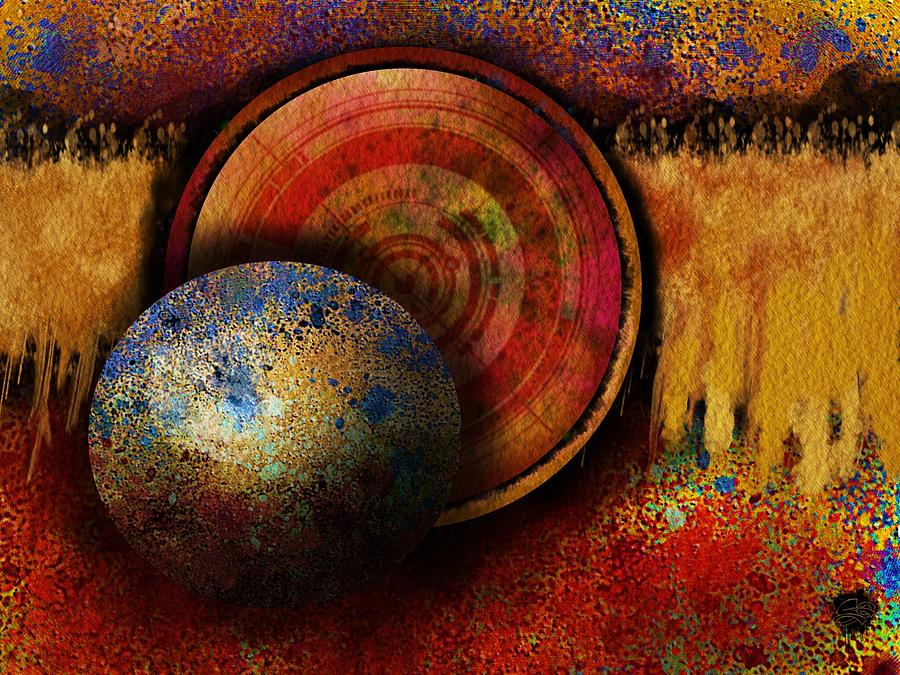 Abstract Digital Art - Earthly Gong by Lisa Schwaberow