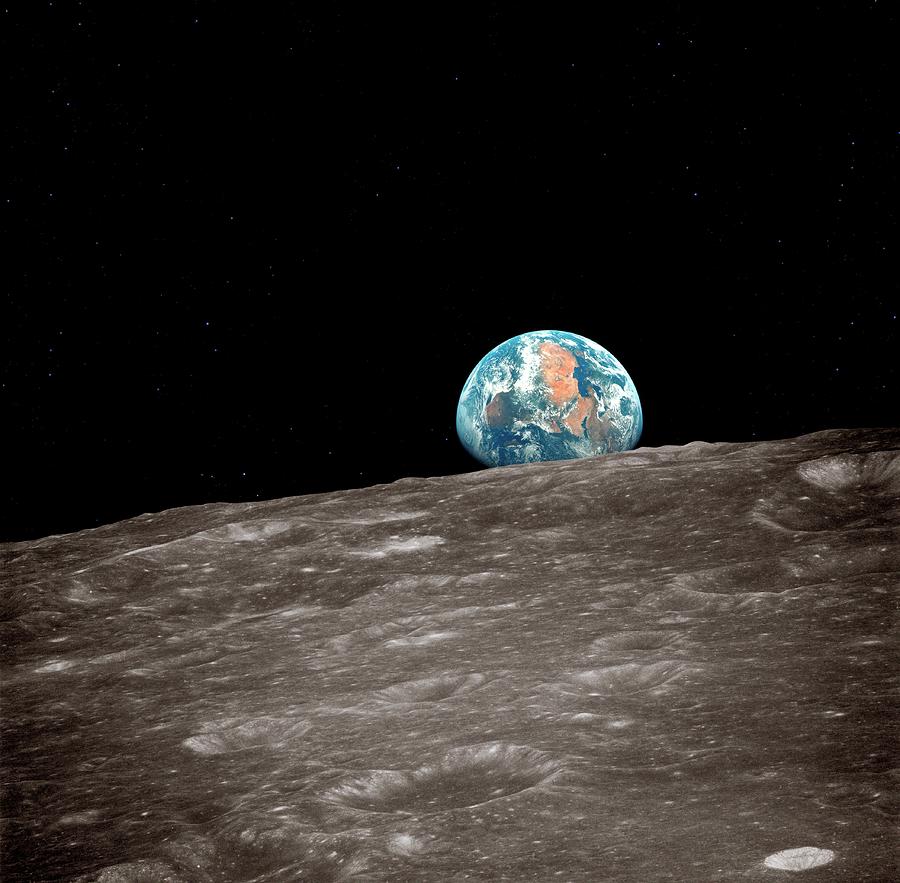 Earthrise Over The Moon Photograph by Detlev Van Ravenswaay
