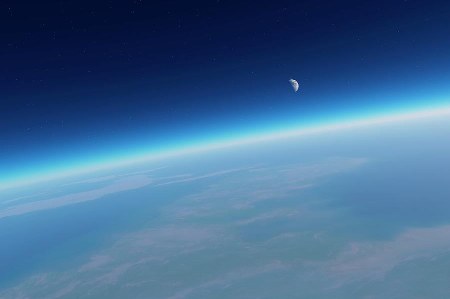 Earths Atmosphere And Moon Photograph by Detlev Van Ravenswaay