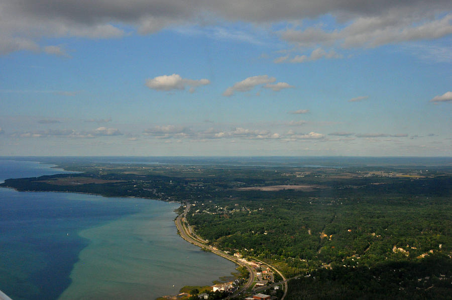 East Bay Traverse City from the air Photograph by Diane Lent