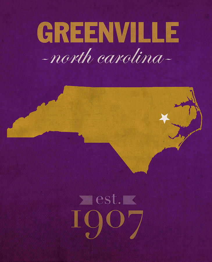 East Carolina University Mixed Media - East Carolina University Pirates Greenville NC College Town State Map Poster Series No 036 by Design Turnpike