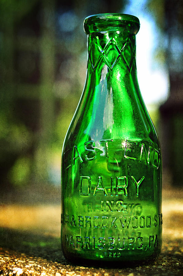 East End Dairy Green Milk Bottle Photograph by Rebecca Sherman