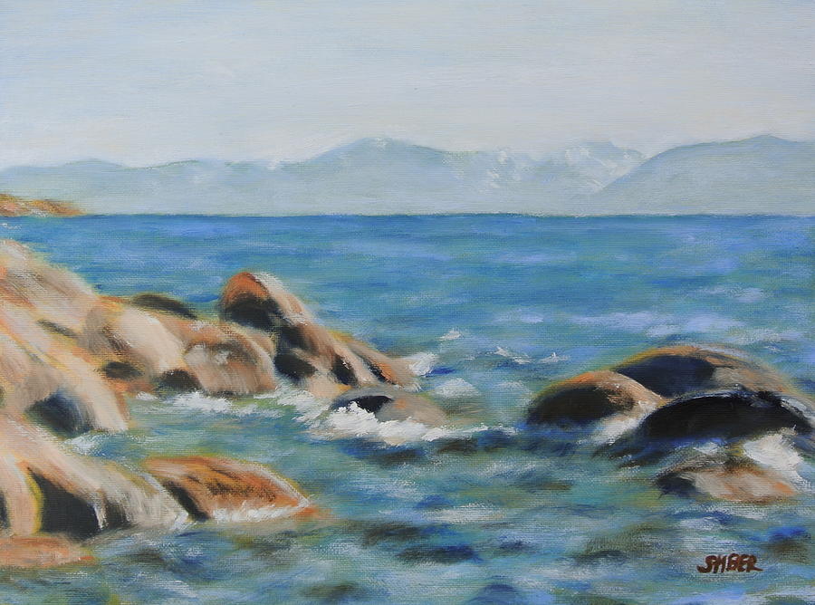 East Shore Rocks Painting by Kathy Stiber