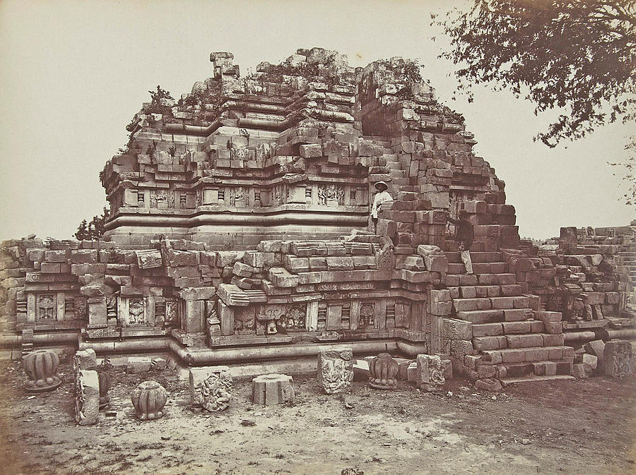 East Side Of The Brahma Temple Prambanan Temple Complex Drawing by