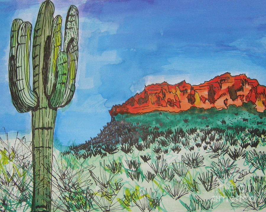 Mountain Painting - East Valley Mountains by Marcia Weller-Wenbert