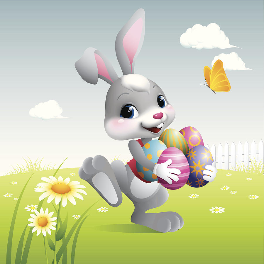 Easter Bunny - eggs Drawing by Nokee