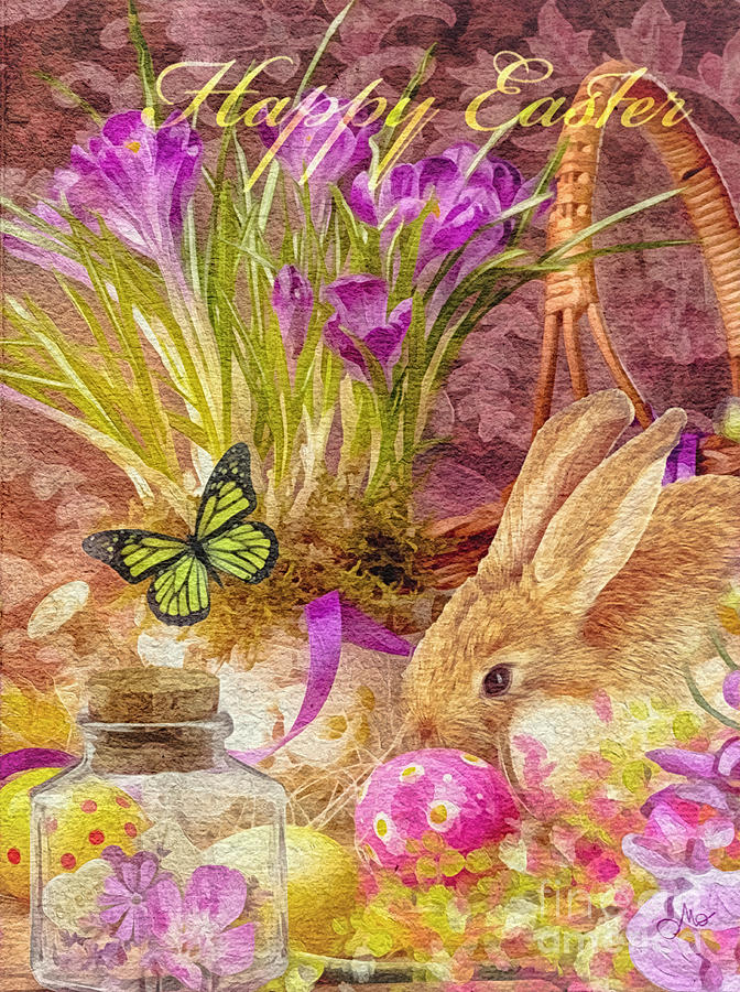 Easter Bunny Painting by Mo T