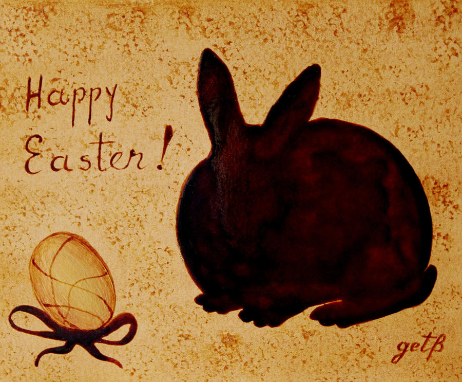 Easter Chocolate Bunny and Eggs Painting by Georgeta  Blanaru