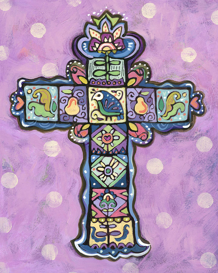 Easter Cross on Orchid Painting by Jen Norton