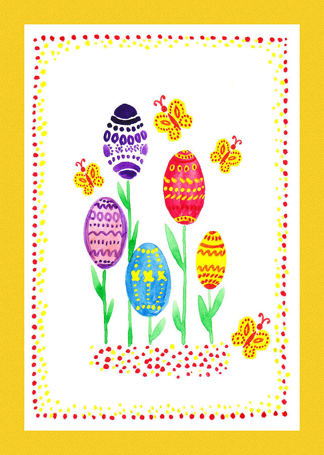 Easter Eggs Garden Painting by Irina Sztukowski