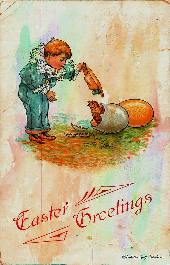 Easter Photograph - Easter Greetings 1912 Postcard by Audreen Gieger