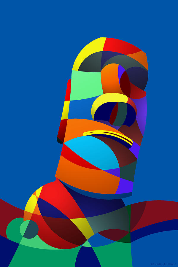 Easter Island Blue Digital Art by Randall J Henrie