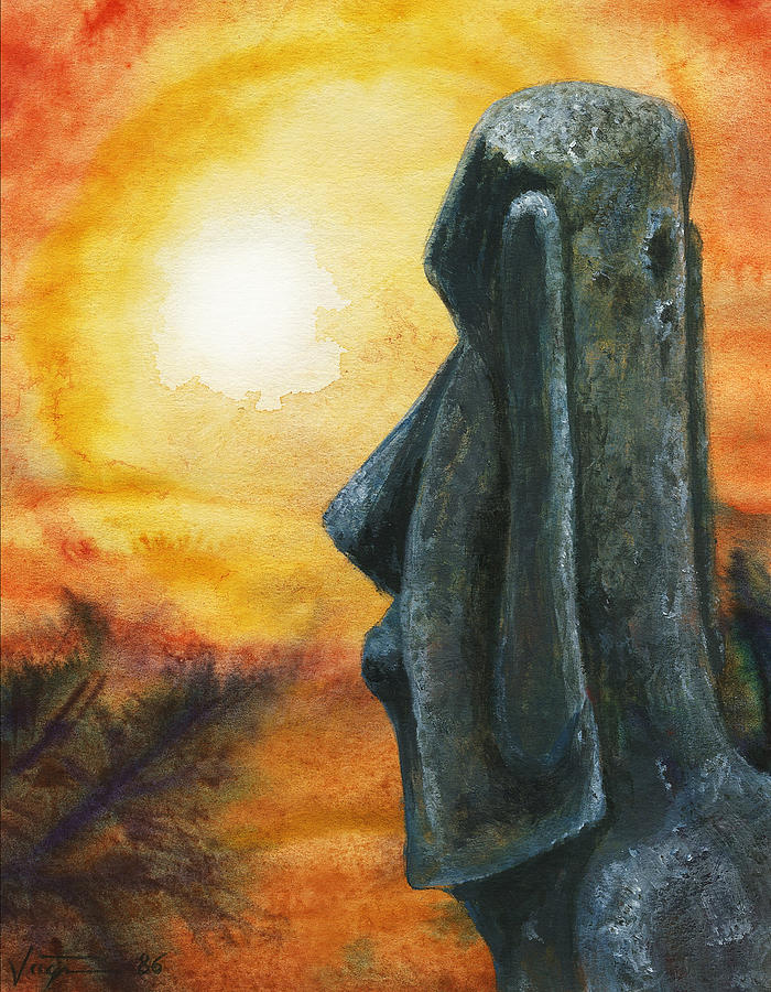 Easter  Island  Enigma Painting by Hartmut Jager