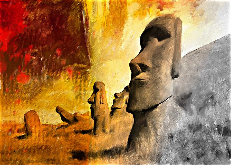 Easter Island Digital Art - Easter Island by Michael Kuelbel