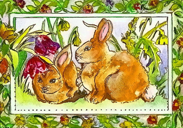 Rabbit Painting - Easter Joy by Patty Lipinski