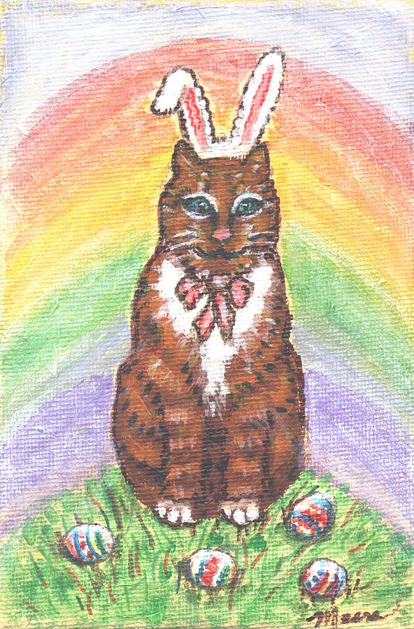 Cat Painting - Easter Kitty by Linda Mears