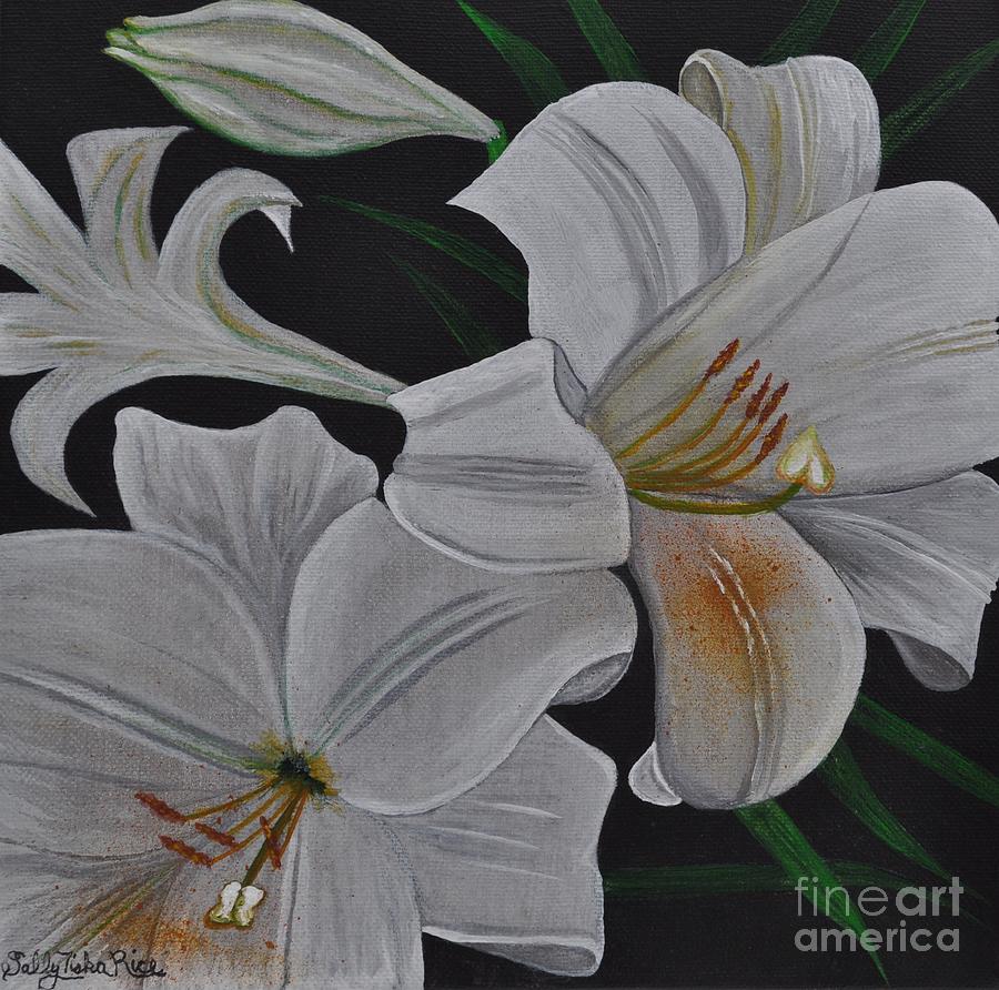 Easter Lilies Painting by Sally Tiska Rice