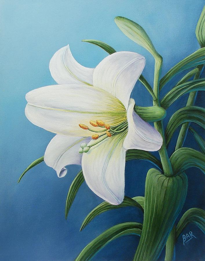 Easter Lily Painting by Barbara Ann Robertson
