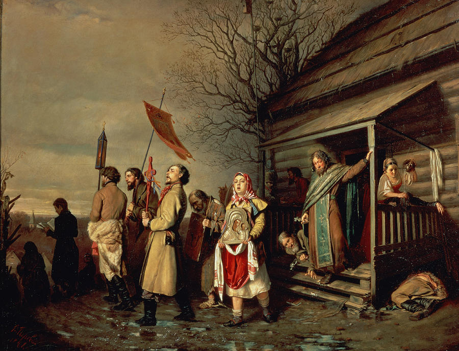 Holiday Photograph - Easter Procession, 1861 Oil On Canvas by Vasili Grigorevich Perov