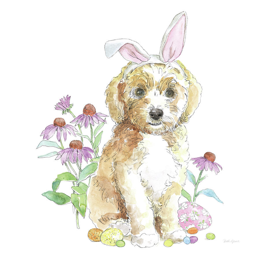 Animal Painting - Easter Pups Iv by Beth Grove
