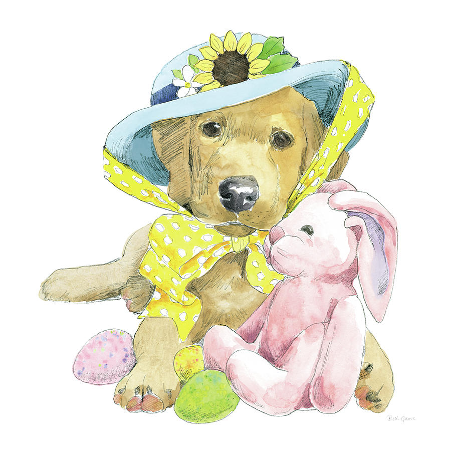 Animal Painting - Easter Pups Vi by Beth Grove