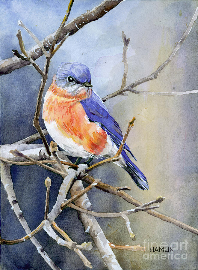Eastern Bluebird 2 Painting by Steve Hamlin