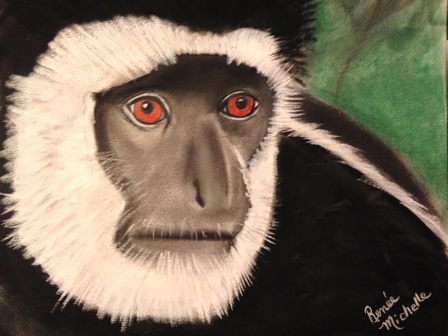 Wildlife Pastel - Eastern Colobus Monkey by Renee Michelle Wenker