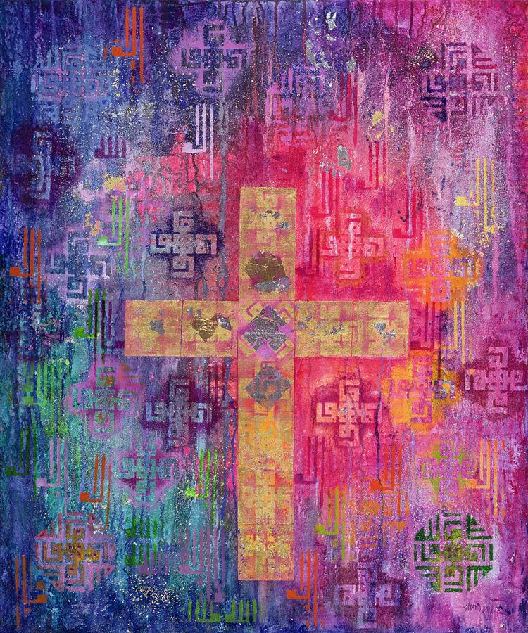 Eastern Cross Painting by Laila Shawa