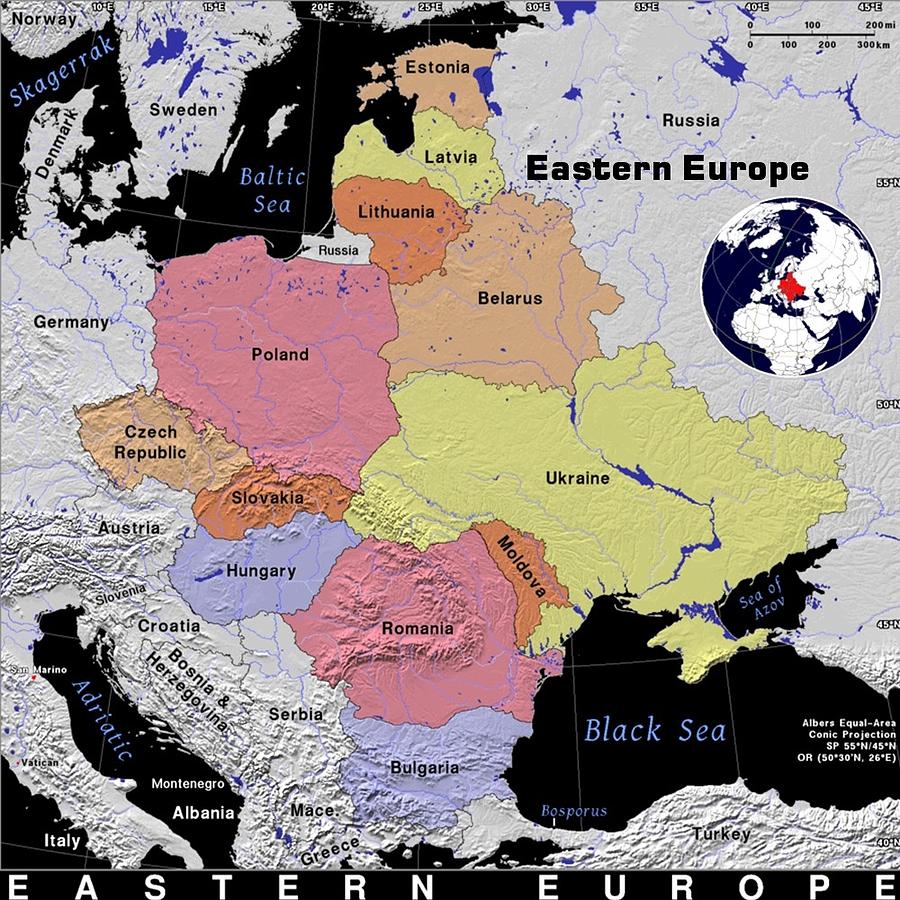 Eastern Europe Exotic Map Mixed Media by Florene Welebny