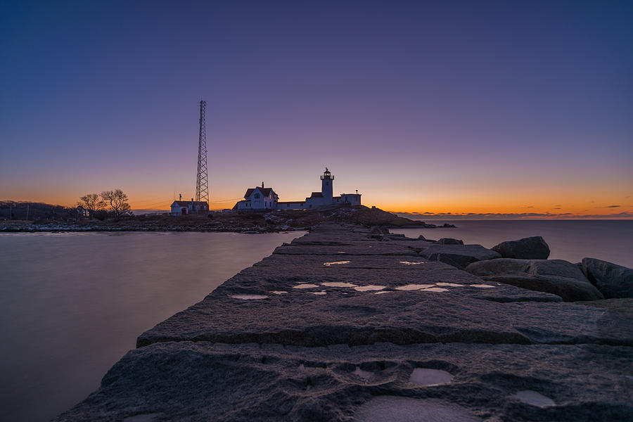Eastern Point Lighthouse just before sunrise Gloucester MA Photograph by Bryan Xavier