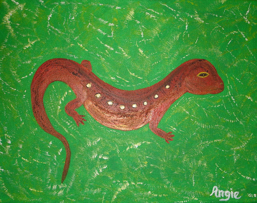 Eastern Red Newt Painting by Angie Butler