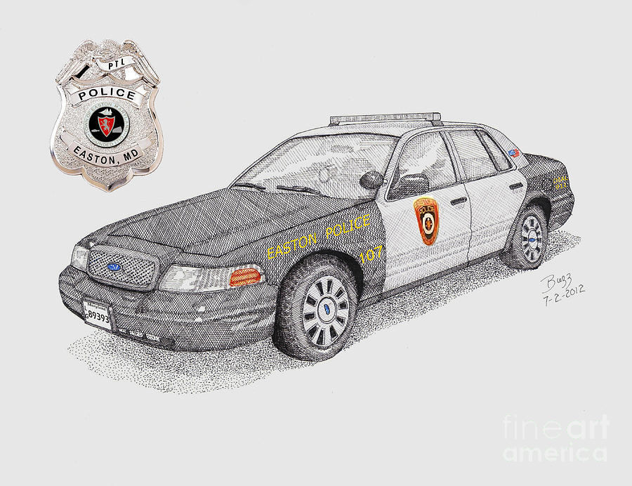 Car Drawing - Easton Police Car 107 by Calvert Koerber