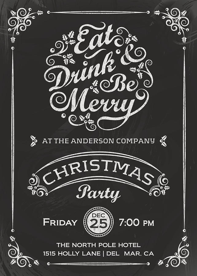 Eat, Drink, and Be Merry Invitation Drawing by Jammydesign